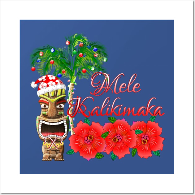 Mele Kalikimaka Hawaiian Tiki Wall Art by macdonaldcreativestudios